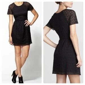 FREE PEOPLE Black Candy Woven Lace Mini Summer Dress Size 12 fits like a M